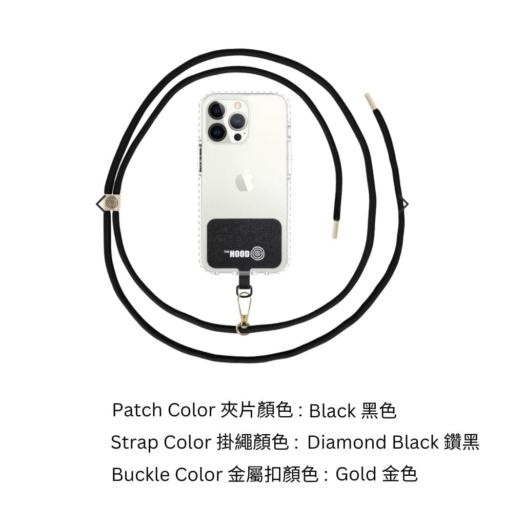 The Hood Production 6毫米手機帶，帶貼片 鑽黑